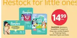 Rexall PAMPERS Splashers, Swaddlers, Cruisers or Easy Ups Jumbo Diapers or Training Pants offer