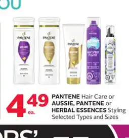 Rexall PANTENE Hair Care or AUSSIE, PANTENE or HERBAL ESSENCES Styling offer