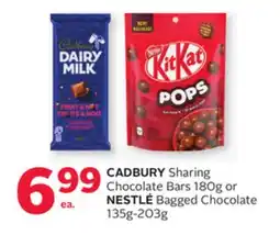 Rexall CADBURY Sharing Chocolate Bars 180g or NESTLÉ Bagged Chocolate 135g-203g offer