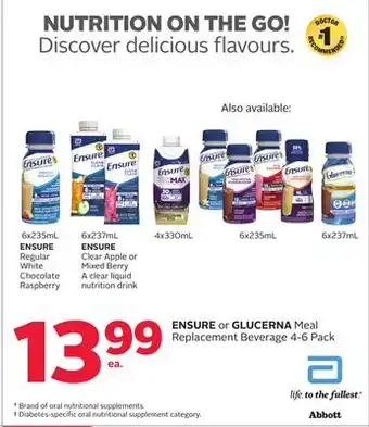 Rexall ENSURE or GLUCERNA Meal Replacement Beverage offer