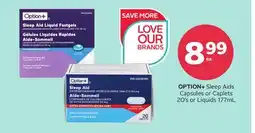 Rexall OPTION + Sleep Aids Capsules or Caplets 20' s or Liquids 177mL offer