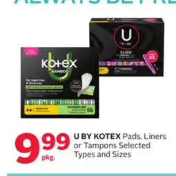 Rexall U BY KOTEX Pads, Liners or Tampons offer