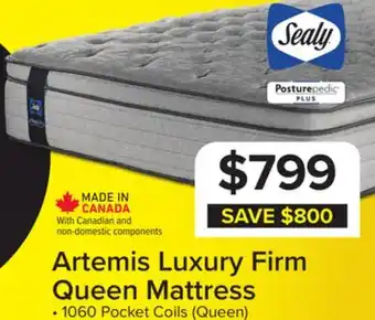 Leon's Sealy Posturepedic Plus Sterling Artemis Euro Top Luxury Firm Queen Mattress offer