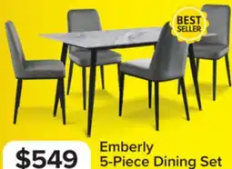 Leon's Emberly 5-Piece Sintered Stone Dining Set - Grey, Black offer