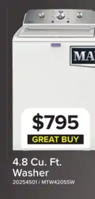 Leon's Maytag White Top Load Washer (4.8 Cu. Ft. IEC) with Deep Fill Option - MTW4205SW offer