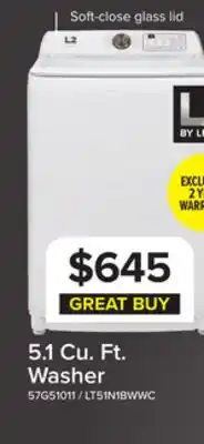 Leon's L2 White Top Load Electric Washer (5.1 Cu.ft ) - LT51N1BWWC offer