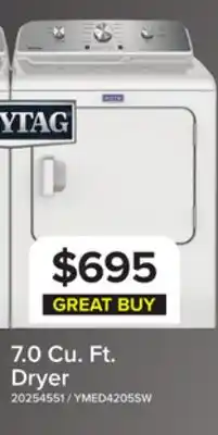 Leon's Maytag White Electric Dryer (7.0 Cu. Ft.) with Wrinkle Prevent Option - YMED4205SW offer