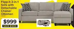Leon's Flipp-it Sofa with Reversible Chaise/Ottoman - Platinum offer