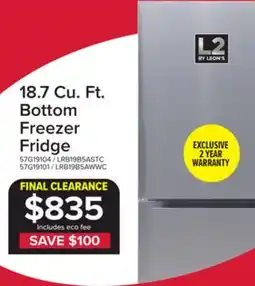 Leon's L2 29.5 18.7 Cu. Ft. Stainless Steel Bottom-Freezer Refrigerator - LRB19B5ASTC offer
