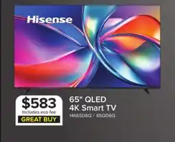 Leon's Hisense 65 4K Smart QLED TV - 65QD6QF offer
