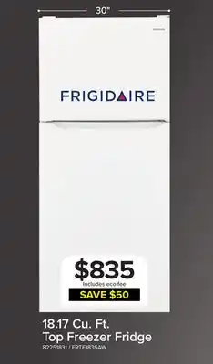 Leon's Frigidaire 29.5 18.17 Cu. Ft. White Top-Freezer Refrigerator - FRTE1835AW offer