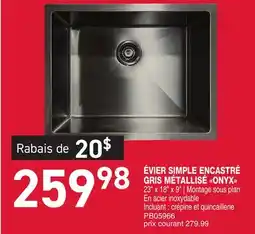 Matério ÉVIER SIMPLE ENCASTRÉ GRIS MÉTALLISÉ ONYX offer