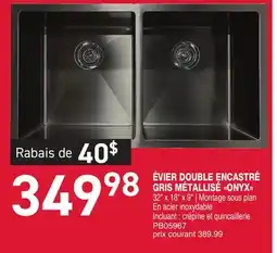 Matério ÉVIER DOUBLE ENCASTRÉ GRIS MÉTALLISÉ ONYX CHIDACA offer