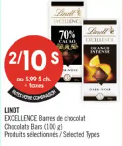 Pharmaprix LINDT EXCELLENCE Chocolate Bars (100 g) offer