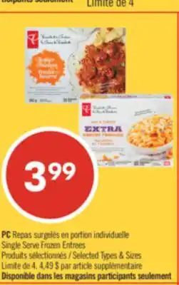 Pharmaprix PC Single Serve Frozen Entrees offer