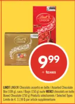 Pharmaprix LINDT LINDOR Assorted Chocolate Box (108 g), Bags (150 g) or MERCI Boxed Chocolate (250 g) offer