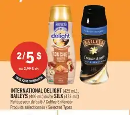 Pharmaprix INTERNATIONAL DELIGHT (425 mL), BAILEYS (400 mL) or SILK (473 mL) Coffee Enhancer offer