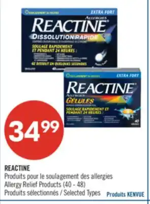 Pharmaprix REACTINE Allergy Relief Products offer