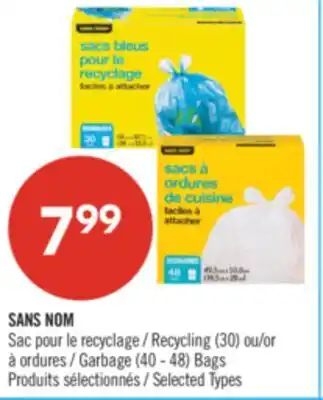 Pharmaprix NO NAME Recycling (30) or Garbage (40 - 48) Bags offer