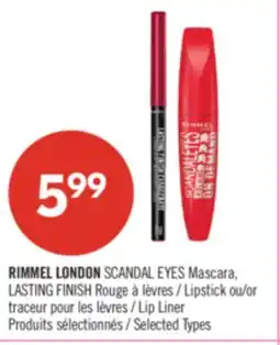 Pharmaprix RIMMEL LONDON SCANDAL EYES Mascara, LASTING FINISH Lipstick or Lip Liner offer
