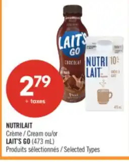Pharmaprix NUTRILAIT Cream or LAIT'S GO (473 mL) offer