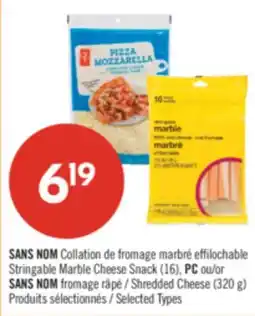 Pharmaprix NO NAME Stringable Marble Cheese Snack (16), PC or NO NAME Shredded Cheese (320 g) offer