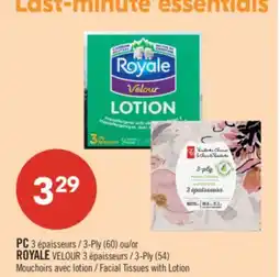 Pharmaprix PC 3-Ply (60) or ROYALE VELOUR 3-Ply (54) Facial Tissues with Lotion offer
