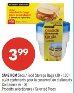 Pharmaprix NO NAME Food Storage Bags (30 - 100) or Containers (6 - 8) offer