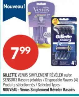 Pharmaprix GILLETTE VENUS SIMPLY REVEAL or SENSOR3 Disposable Razors (4) offer