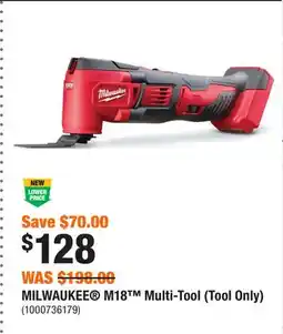 Home Depot MILWAUKEE M18 Multi-Tool (Tool Only) offer
