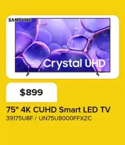Leon's Samsung 75 4K CUHD Smart LED TV - UN75U8000FFXZC offer