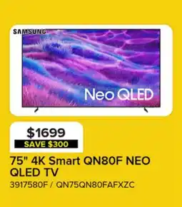 Leon's Samsung 75 4K Smart QN80F NEO QLED TV - QN75QN80FAFXZC offer