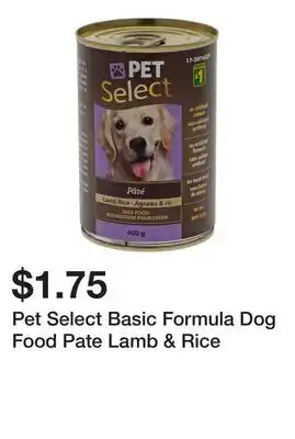 Dollarama Pet Select Basic Formula Dog Food Pate Lamb & Rice offer