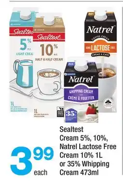 Highland Farms Sealtest Cream 5%, 10%, Natrel Lactose Free Cream 10% 1L or 35% Whipping Cream 473ml offer