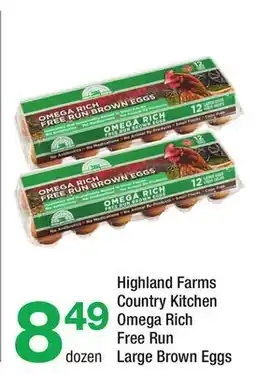 Highland Farms Highland Farms Country Kitchen Omega Rich Free Run Large Brown Eggs offer