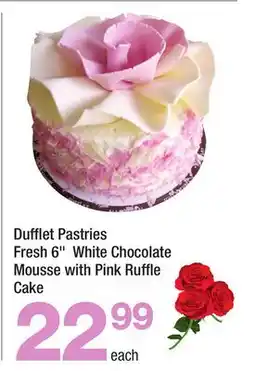 Highland Farms Dufflet Pastries Fresh 6 White Chocolate Mousse with Pink Ruffle Cake offer