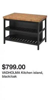 IKEA VADHOLMA Kitchen island, black/oak offer