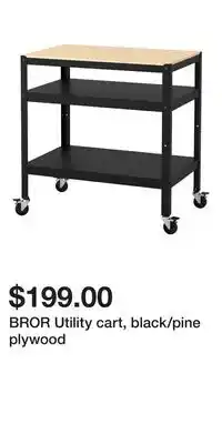 IKEA BROR Utility cart, black/pine plywood offer