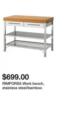 IKEA RIMFORSA Work bench, stainless steel/bamboo offer