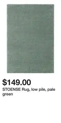 IKEA STOENSE Rug, low pile, pale green offer