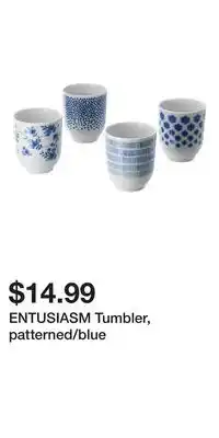IKEA ENTUSIASM Tumbler, patterned/blue offer