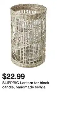 IKEA SLIPPRIG Lantern for block candle, handmade sedge offer