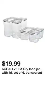 IKEA KORALLVIPPA Dry food jar with lid, set of 6, transparent offer