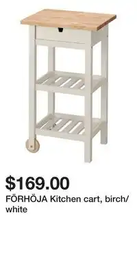 IKEA FÖRHÖJA Kitchen cart, birch/white offer