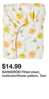 IKEA BARNDRÖM Fitted sheet, multicolor/flower pattern, Twin offer