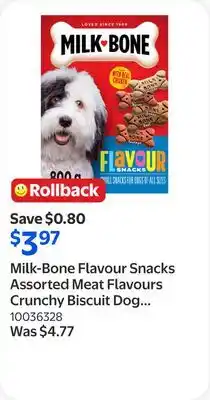 Walmart Milk-Bone Flavour Snacks Assorted Meat Flavours Crunchy Biscuit Dog Treats offer