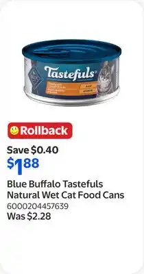 Walmart Blue Buffalo Tastefuls Natural Wet Cat Food Cans offer