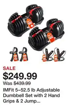 TSC Stores IMFit 5–52.5 lb Adjustable Dumbbell Set with 2 Hand Grips & 2 Jump Ropes offer