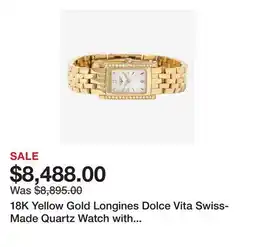 TSC Stores 18K Yellow Gold Longines Dolce Vita Swiss-Made Quartz Watch with Diamonds offer