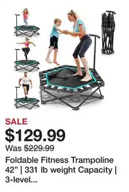 TSC Stores Foldable Fitness Trampoline 42 | 331 lb weight Capacity | 3-level Adjustable Handlebar offer